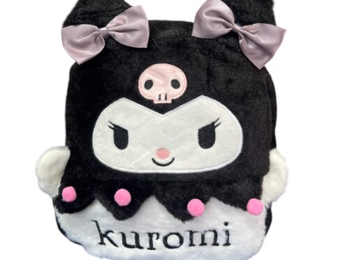 Kuromi τσάντα πλάτης γούνινη μαύρο