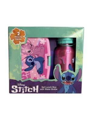 Stitch ροζ σετ δοχείο φαγητού και παγούρι Disney