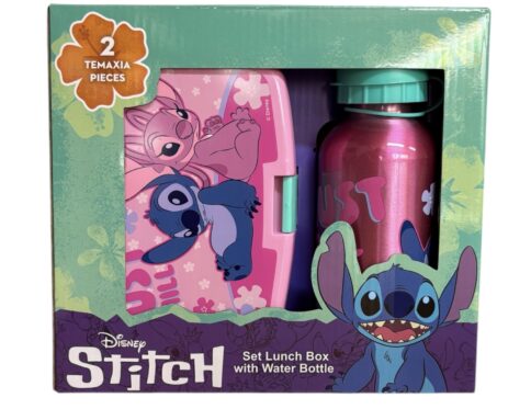 Stitch ροζ σετ δοχείο φαγητού και παγούρι Disney