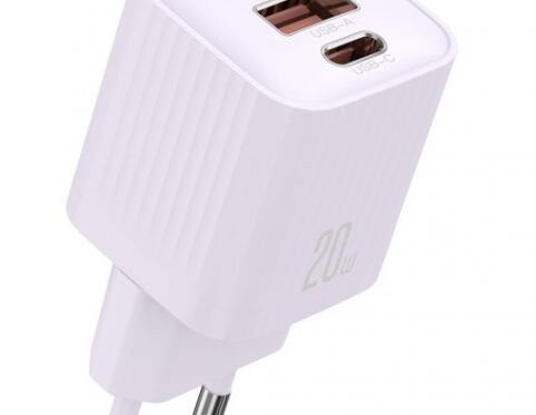 Αντάπτορας φόρτισης USB και Type-C μωβ