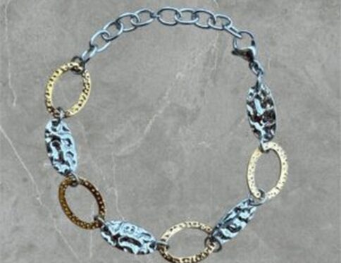 Βραχιόλι σφυρήλατο ατσάλινο ασημί-χρυσό