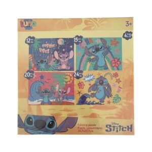 Stitch παζλ χρωματισμού 4 σε 1